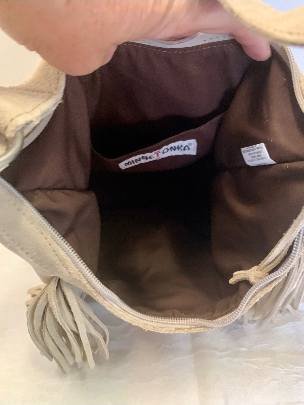 MINNETONKA Suede Leather Fringe Embroidered Shoulder Bag Embroidered Front - Picture 6 of 9